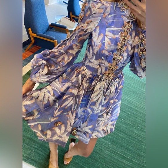 Zimmermann Purple Floral Long Sleeve Dress Size 0 - Picture 6 of 16